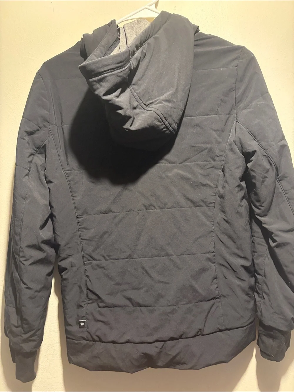 Athleta Black Quilted Hooded Puffer Jacket